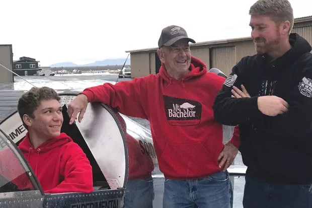 Young Eagle Lucas Tracy (left), with EAA Chapter President Dale Anderson (middle) and father Taylor Tracy (right). - NICOLE BLUME