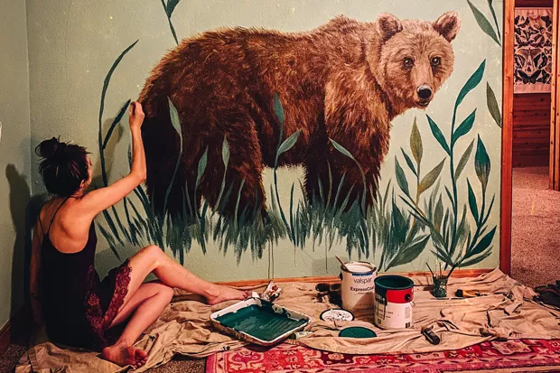 Bear painting by Karen Eland and botanicals by Katie Daisy. - KAREN ELAND