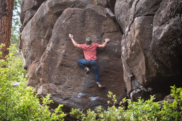 Author Jason Chinchen, of a locals&#39; fan-favorite climbing book, climbs at Widgi Boulders. - FORREST FRANKLIN