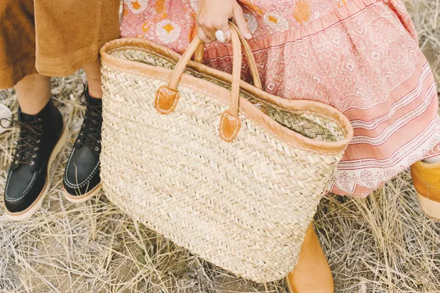 Dutch + Bow Handmade Leather /Palm Moroccan Market Basket, $65 / Bronwen Moonstone Ring, WorldScout, $98 - DREW CECCHINI