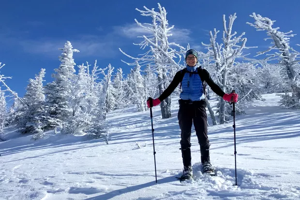 Jess Beauchemin snowshoeing on Black Butte. - COURTESY JESS BEAUCHEMIN