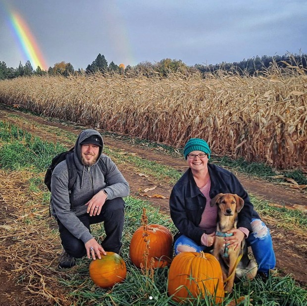 What do two rainbows, two people, three pumpkins and one dog make? This picture from @bettybluerescue makes a great festive snapshot, that&#39;s for sure! Share your photos with us and tag us @sourceweekly for a chance to be featured here and as the Instagram of the week in the Cascades Reader. Winners get a free print from &#10;@highdesertrameworks. - @BETTYBLUERESCUE/INSTAGRAM