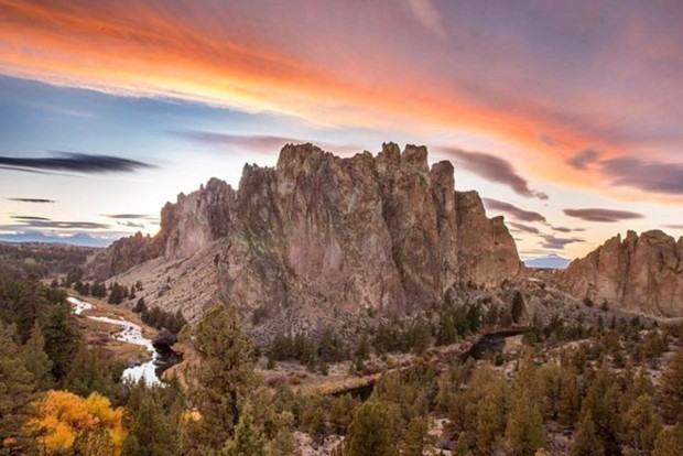 Smith Rock during an awesome sunset? Count me in! This photo captured by @tonitstop truly &#10;highlights the beauty of Central Oregon&#39;s High Desert region. - COURTESY @TONISTOPTRULY/INSTAGRAM