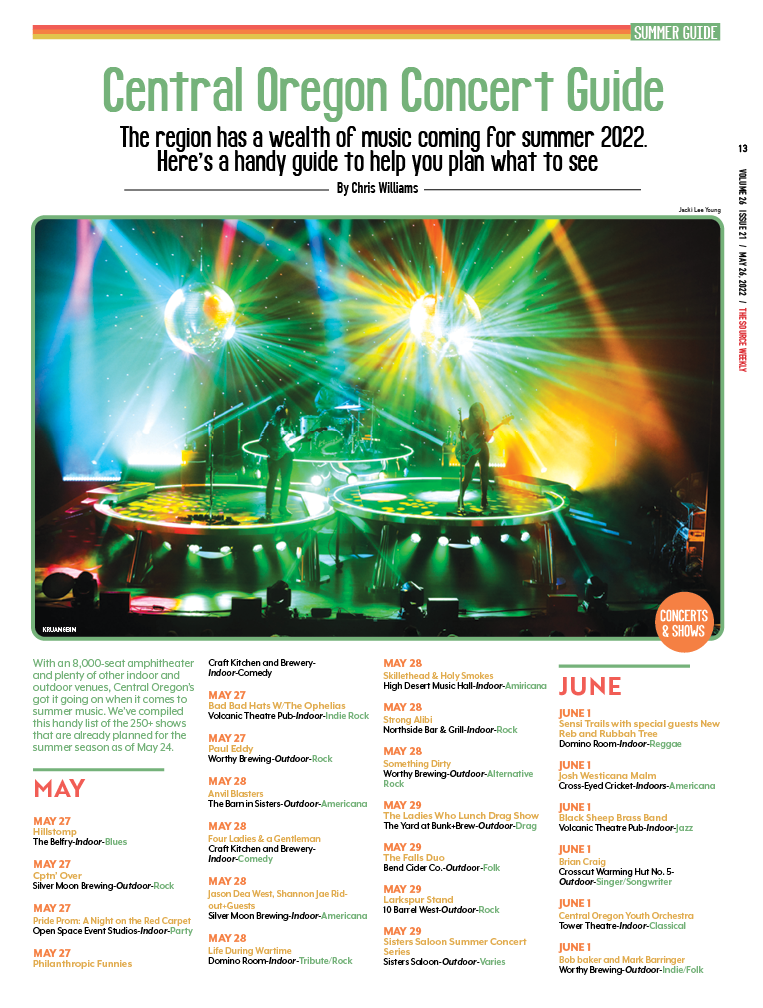 Central Oregon Concert Guide The Source Weekly Bend, Oregon