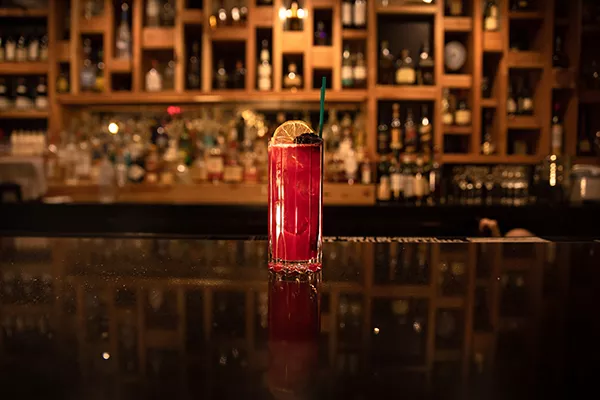 Roam's Popular Blood Moon Cocktail Made with vodka and Earl Grey Tea - COURTESY ROAM
