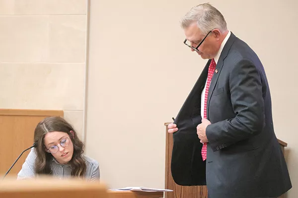 Prosecutor Michael Swart questions Allison Butler at the trial of Ian Cranston over the fatal shooting of Barry Washington. - JACK HARVEL