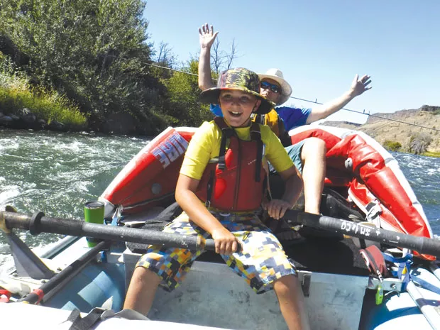 Jake Heron, in digital camo, just before his rattlesnake encounter on the Lower Deschutes River. - SUBMITTED