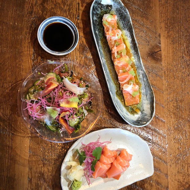 The beautiful plating at Kusshi is an invitation to savor each combination of raw fish. - LISA SIPE
