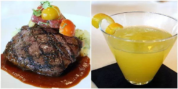 5 Churchs American Kobe Flatiron Steak and Blue Moon Martini