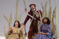 DONNA BISE / CHILDREN'S THEATRE OF CHARLOTTE - A WHOLE NEW WORLD: The Clock family (Nicia Carla Moore, Chaz Pofahl and Casi Harris) explore the unknown in The Borrowers.