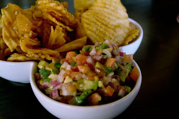 Avocado salsa and homemade chips