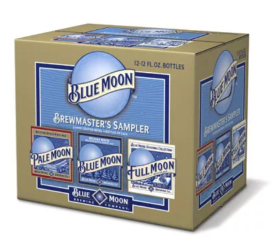 Blue Moon Variety Pack - Who really wants another pair of socks or mittens? - Give a gift of cheer with beer! Pick up the NEW- - Blue Moon Variety Pack at your local grocery store, including Blue Moon Belgian White, Blue Moon Full Moon and Blue Moon Pale Moon. - Available from area retailers.