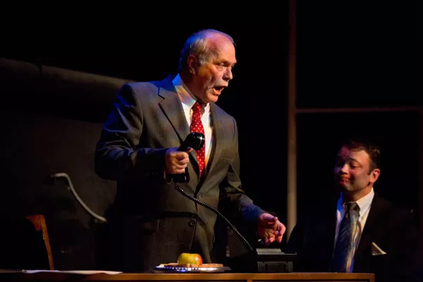 Bob Paolino as Roy Cohn (left) and Will Triplett as Joe Pitt