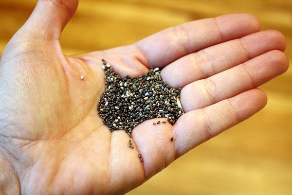 Chia seeds are slightly larger than poppy seeds.