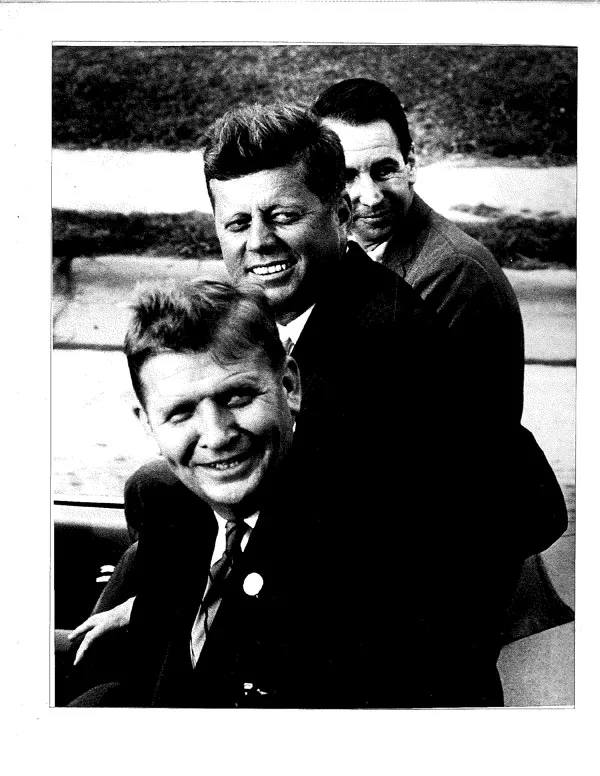 Former Tar Heel Gov. Terry Sanford, front, and state Congressman Nick Galifianakis host President John F. Kennedy during his visit to North Carolina in 1963. Sanford and Galifianakis represented a vibrant new era of state Democratic politics by embracing racial equality and economic progress. (Photo courtesy of the state Democratic Party)