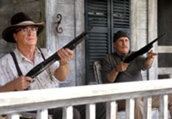 NEW LINE - GRUMPY OLD MEN Michael Caine and Robert Duvall - protect their assets in Secondhand Lions