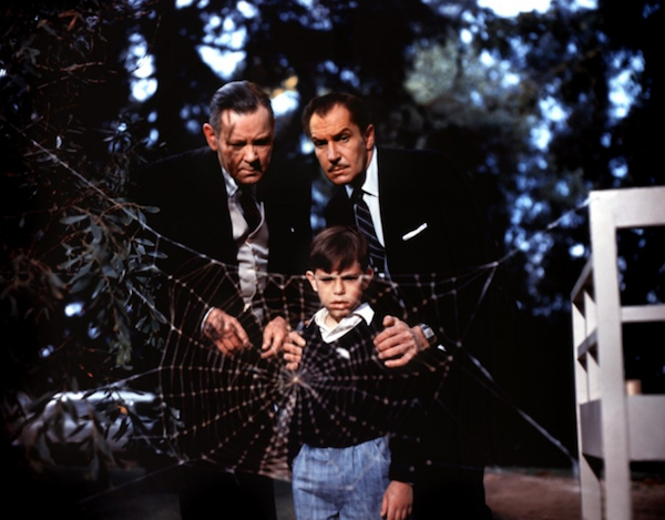 Herbert Marshall, Charles Herbert and Vincent Price in The Fly (Photo: Fox)