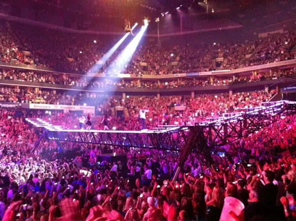 Justin Timberlakes stage at the back of the arena floor.