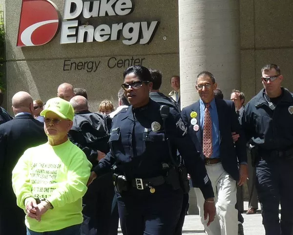 Larry Gibsons during a Duke Energy protest in 2009