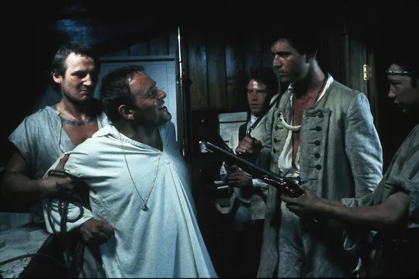 Liam Neeson, Anthony Hopkins and Mel Gibson in The Bounty (Photo: Twilight Time)