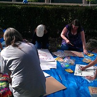 Making signs at the art station on Oct. 8
