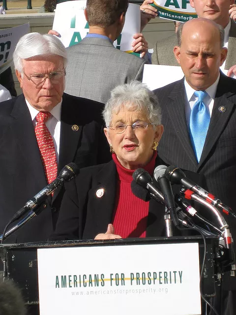 NCs least favorite dimwit, Rep. Virginia Foxx protesting the Stimulus