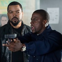 NOT A HOT SHOT: James (Ice Cube, left) learns that Ben (Kevin Hart) isn't exactly at home on the shooting range in Ride Along. (Photo: Universal)