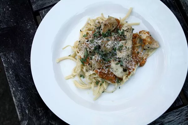 Pasta with Chicken and Pumpkin Sauce