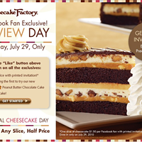 Get $1.50 cheesecake at The Cheesecake Factory