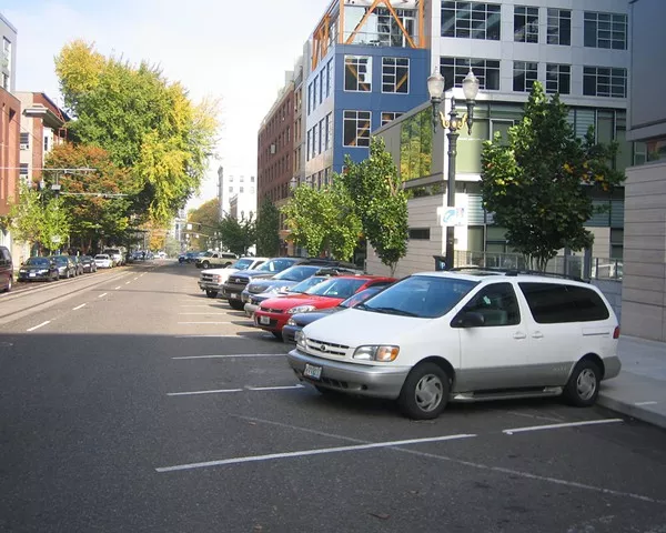 Reverse angle parking in Portland, Ore.