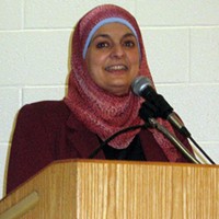 Rose Hamid, coordinator of "Meet the Muslims," introduced the seven panelists.