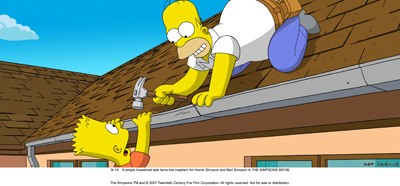 STOP! HAMMER TIME: Bart and Homer in The Simpsons Movie