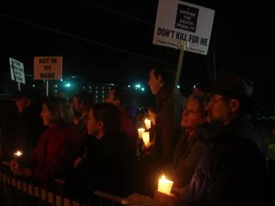 The crowd protesting the execution of Perrie Dyon Simpson. - SCOTT LANGLEY