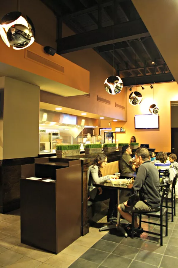 The inside is as slick as a cookie cutter chain restaurant.