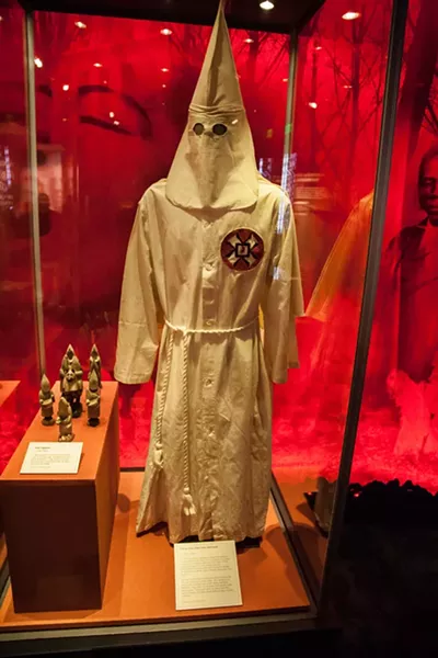 The Ku Klux Klan killed and terrorized African Americans as well as Jews, Italians, Mexicans and others. Members of the Klan sometimes wore clothing like the robe and hood above. - JOE MARTIN