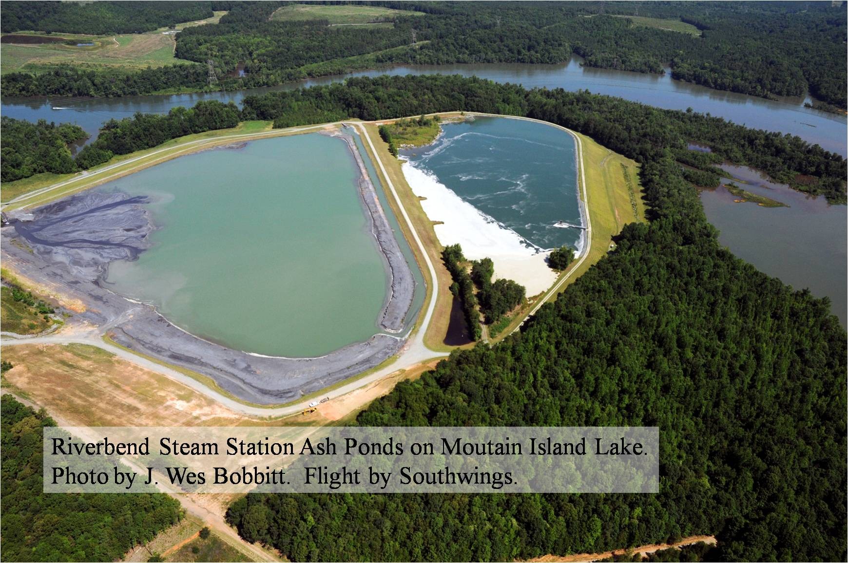 These two Duke Energy coal ash ponds drain into our drinking water, aka Mountain Island Lake.