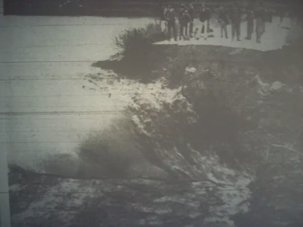 This image, captured from a microfilm projection, is the only known picture to survive showing the aftermath of the tornado and flood that destroyed Lakewood and flooded the surrounding neighborhood.