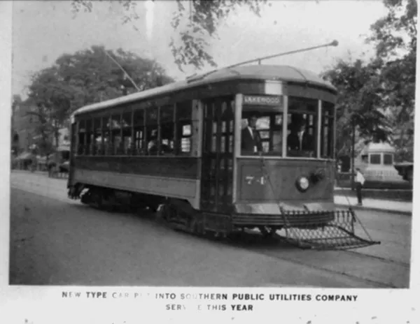 This trolley, which was used to carry riders between downtown and Lakewood Amusement Park, is similar to the one destroyed in the crash on March 26, 1931.