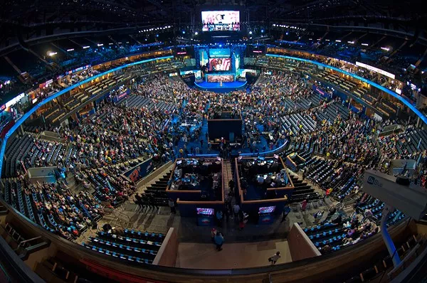 Time Warner Cable Arena, where Obama will now give his speech
