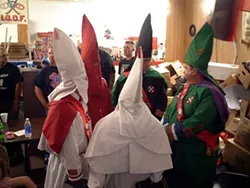 TRUE COLORS: The Klan was out in force for the Aryan Nations congress. One grand dragon said that what he "really hate[s] is white women with little mongrel babies." - JOHN SUGG