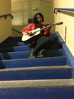 Johnson practices in a stairwell. (Photo courtesy of Randi Johnson)