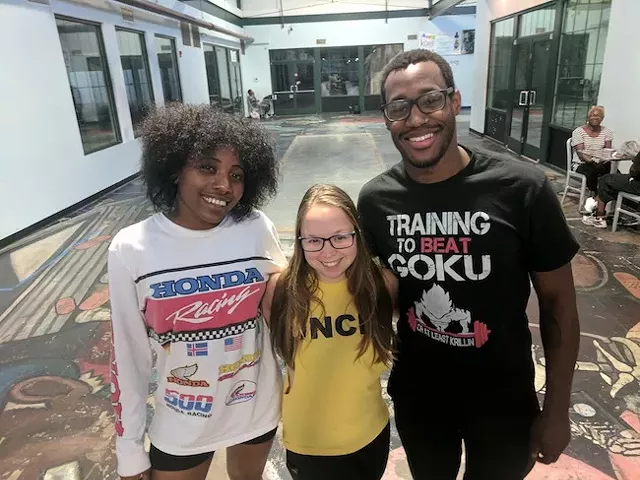 Arynn Owens [from left], Michelle Kerestes and AJ Glasco at rehearsal. (Photo by Ryan Pitkin)