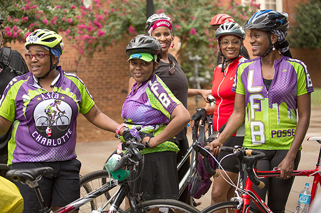 The Leave Fear Behind bike group shows up for all of Ward’s rides, and will be at Pedal to Porch on Saturday. (Photo by Michael Hernandez)