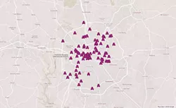 An overlook of the locations of 98 intersections deemed as “high-accident locations" by the CDOT.