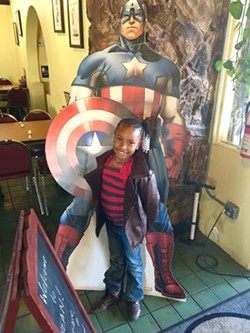 Amiah-Lynn loves to be greeted by Captain America when she comes to Bean Vegan - MARK KEMP