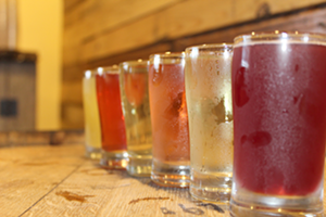 A selection of ciders at Red Clay Ciderworks. (Photo by Dana Vindigni-Guedes)