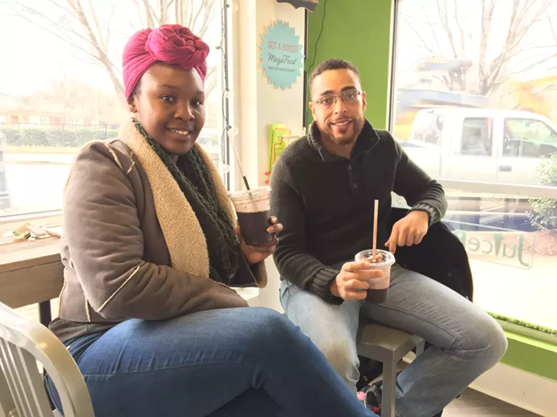 Juice Box customers Kaylan Frazier and C.J. Mason