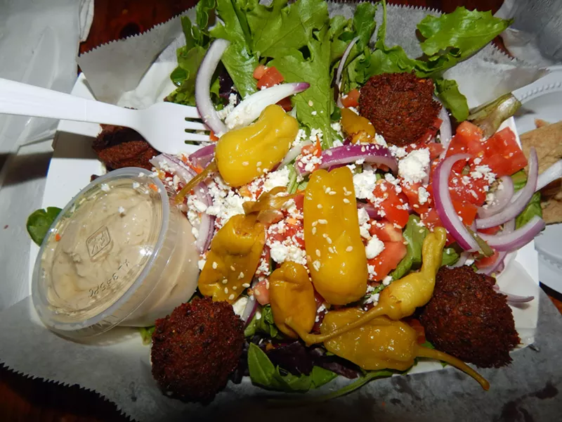 Pinky's tahini salad with falafel.