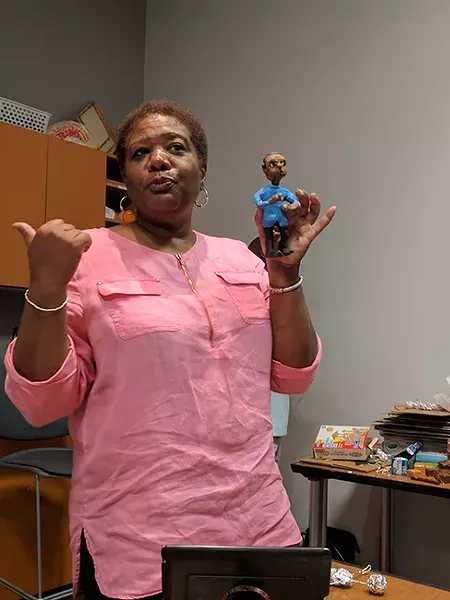 Jackie Black leads a recent claymation workshop at Gantt Center. (Photo by Ryan Pitkin)