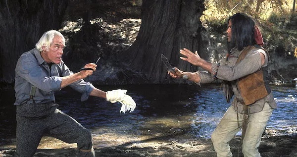 Lee Marvin and Oliver Reed in The Great Scout and Cathouse Thursday (Photo: Kino & MGM)